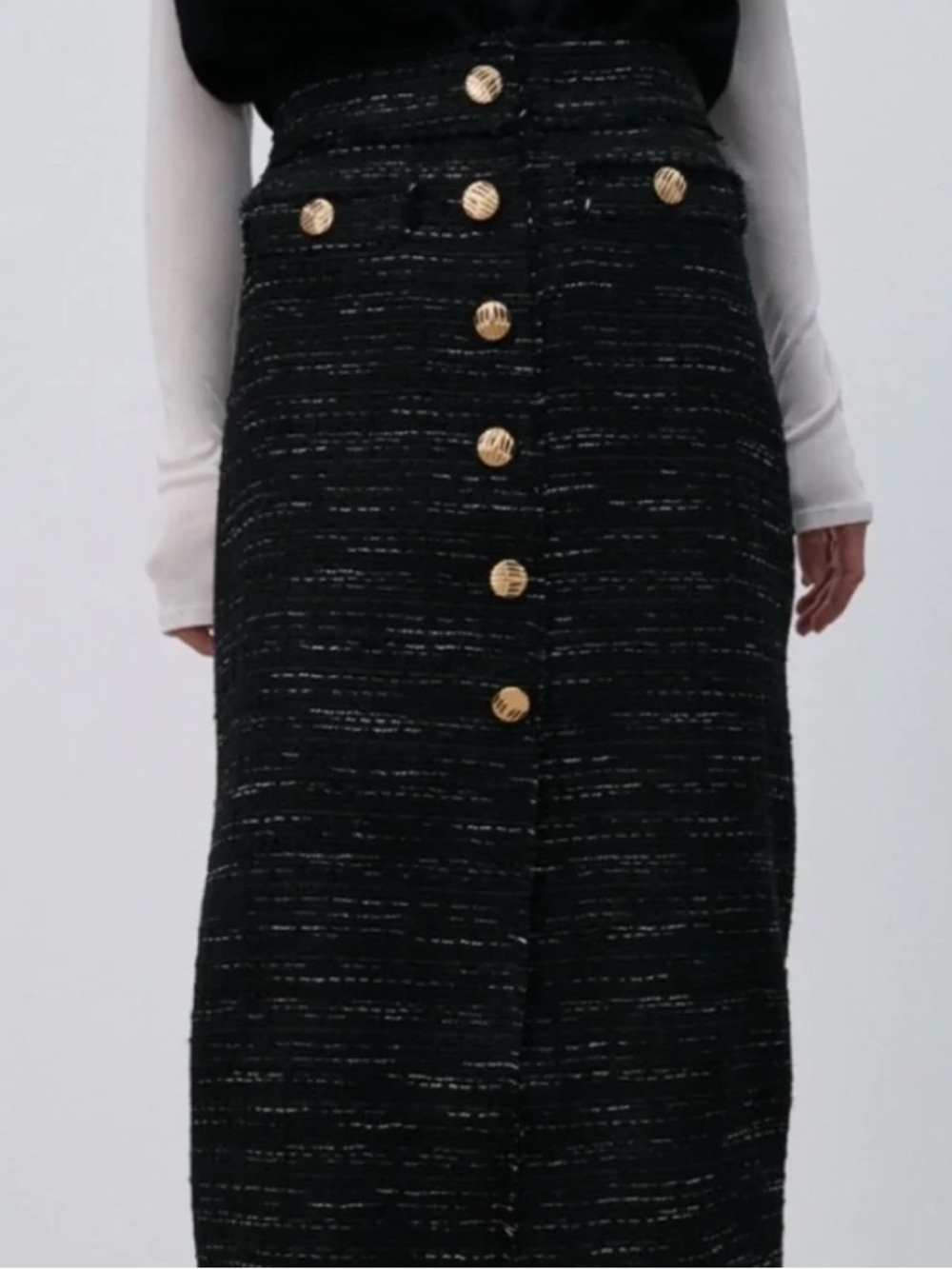 Zara Pencil Skirt with Gold Button Detail